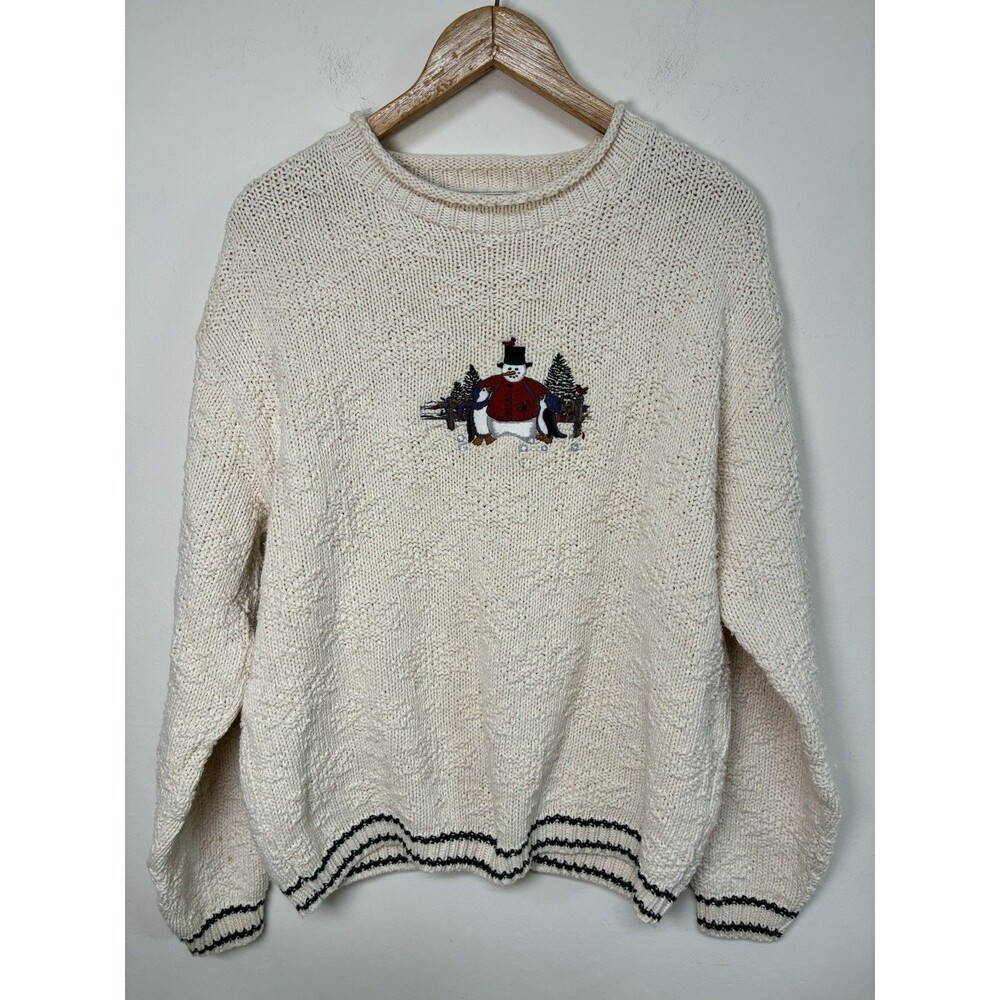 Classic Blues Christmas Sweater Women’s M Frosty The Snowman Vintage Grandma